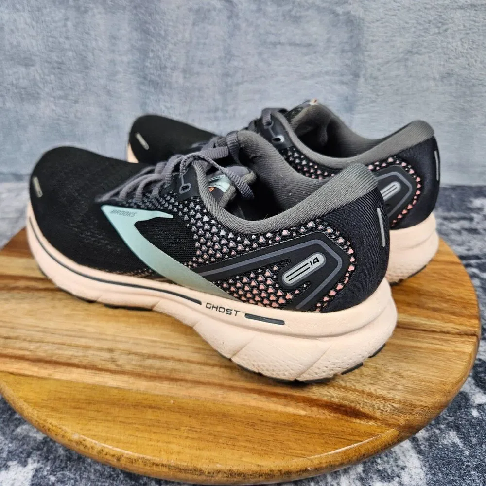 Brooks Ghost 14 Womens Shoes Size 8 Black Pink Athletic Running Walking Sneakers